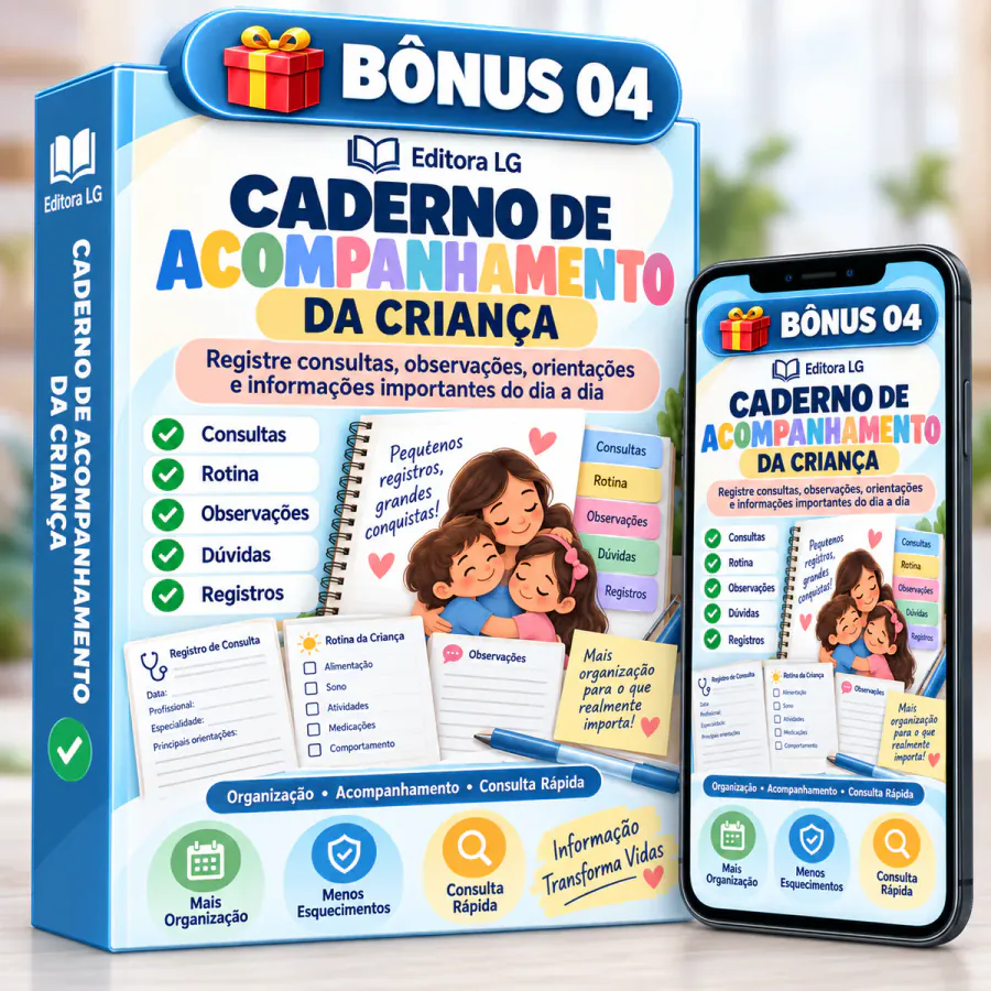 Mockup Bônus 4 — Caderno de Acompanhamento da Criança